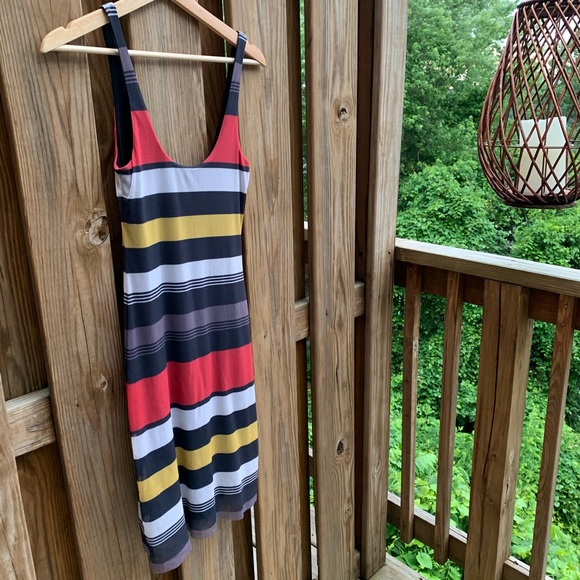 Anthro Weston Striped Scoop Neck Nylon Minidress - Picture 3 of 7